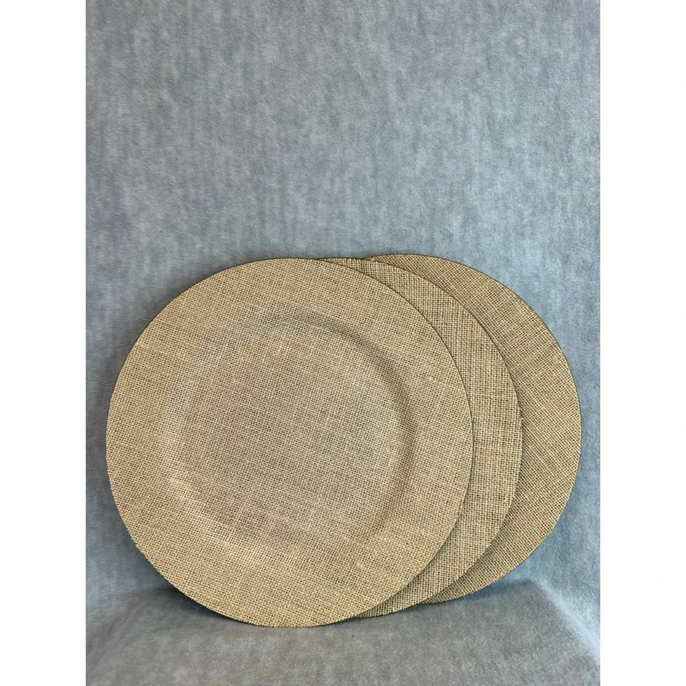Pier 1‎ Imports Burlap Charger Plates Set of 3 Decorative Rustic Table Setting